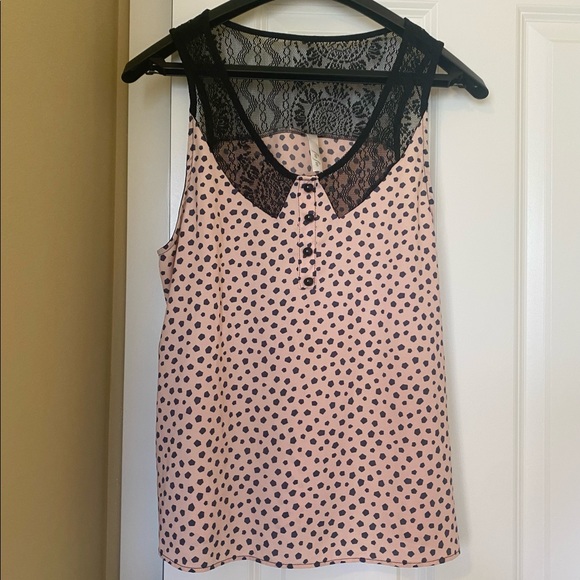 Pink Lace Polka Dot Tank - Picture 2 of 3